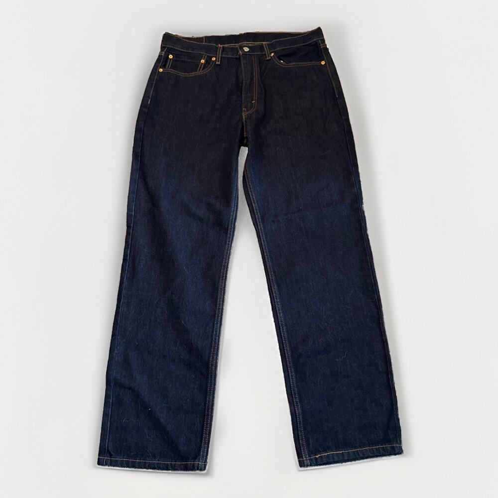 Levis 514 Straight Fit Jeans 35x32 Jeans Color Rinsed Dark Blue 005140760 Cotton